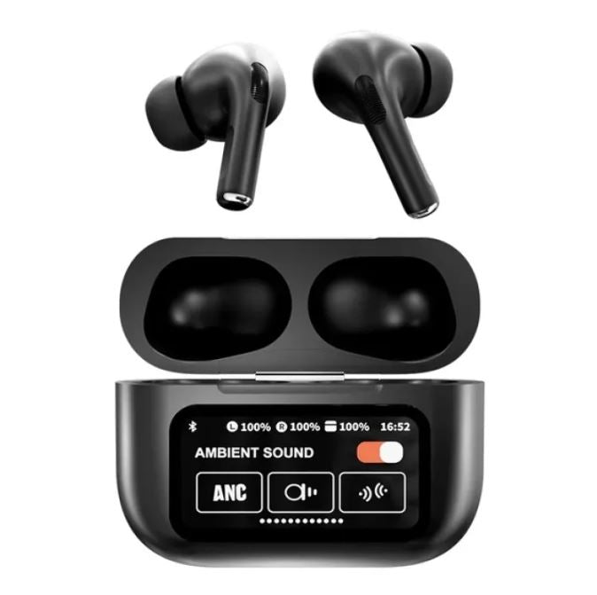 A9 Pro Wireless Earbuds with Touch Screen Display – ANC/ENC Noise Reduction, Bluetooth 5.4, Touch Control (Android & iOS)