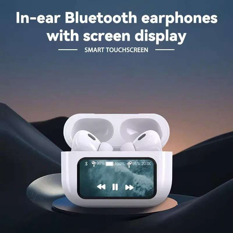 A9 Pro Wireless Earbuds with Touch Screen Display – ANC/ENC Noise Reduction, Bluetooth 5.4, Touch Control (Android & iOS)
