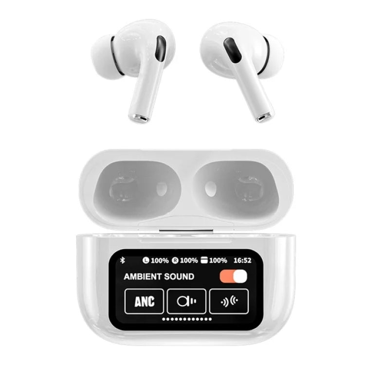 A9 Pro Wireless Earbuds with Touch Screen Display – ANC/ENC Noise Reduction, Bluetooth 5.4, Touch Control (Android & iOS)