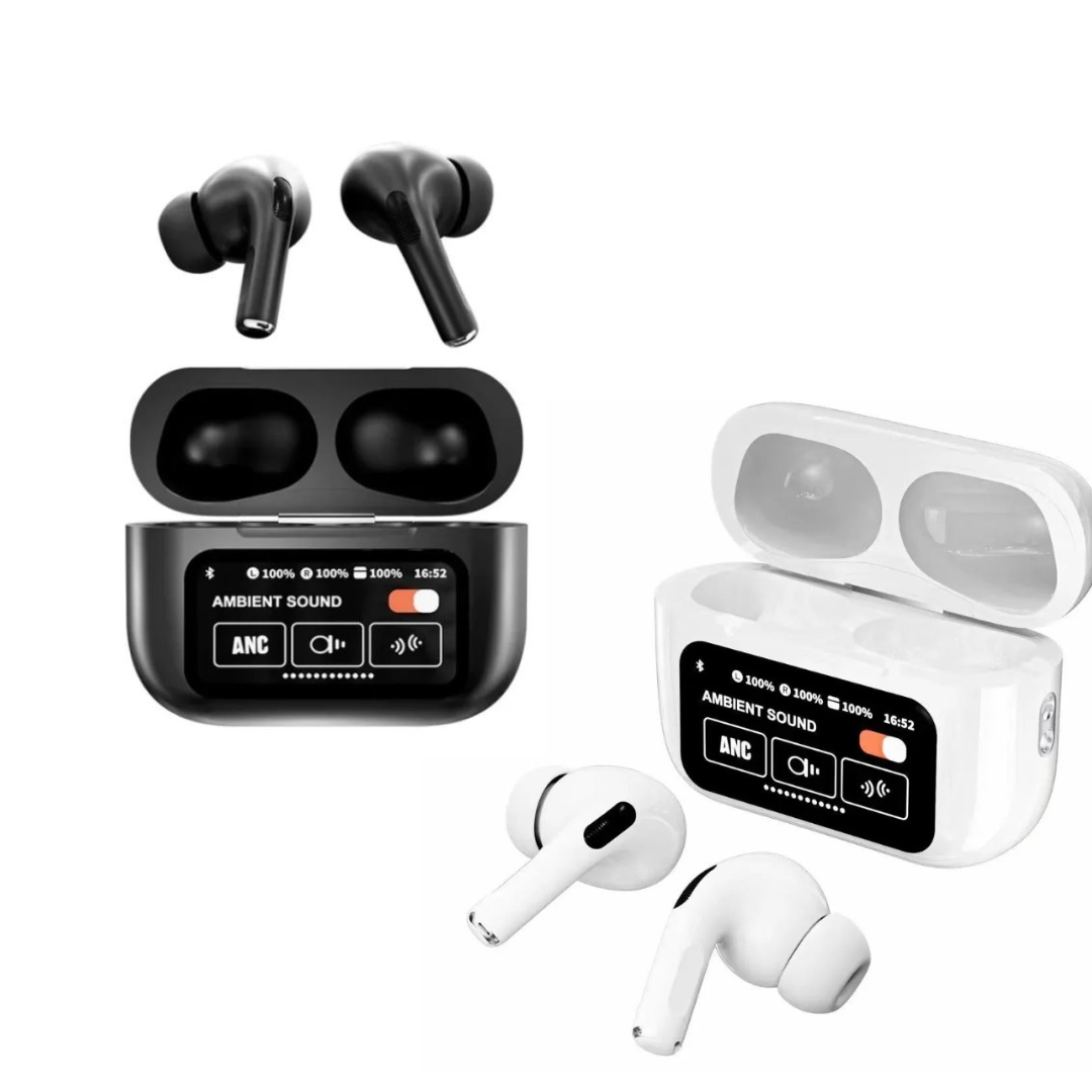 A9 Pro Wireless Earbuds with Touch Screen Display – ANC/ENC Noise Reduction, Bluetooth 5.4, Touch Control (Android & iOS)
