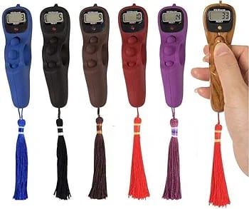 Finger Digital Tasbih Counter – Islamic Prayer Beads Ring with Rotating Beads & LCD Display