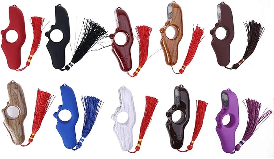 Finger Digital Tasbih Counter – Islamic Prayer Beads Ring with Rotating Beads & LCD Display