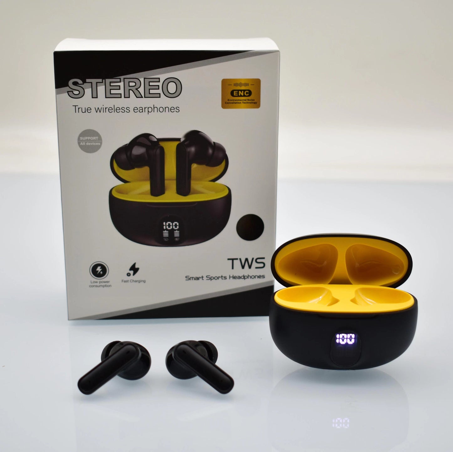 STEREO 895B Wireless Bluetooth Earbuds with LED Display – Type-C Fast Charging, In-Ear Headphones with Mic