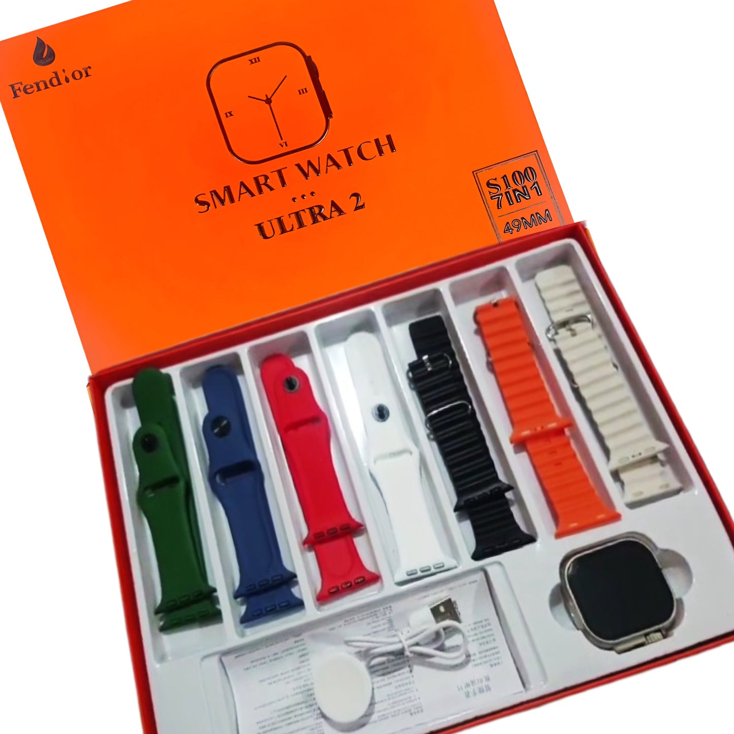 Ultra 2 Smart Watch with 7 Straps – 2.1 Inch Full Touch HD Display, Bluetooth Calling & Sleep Monitoring