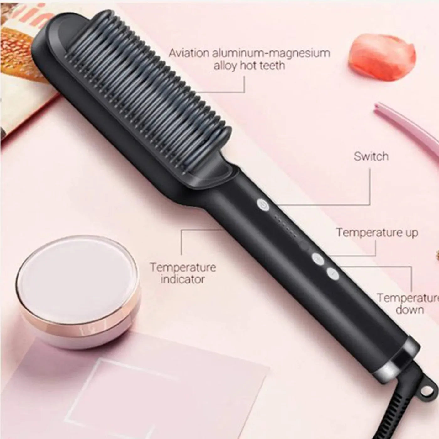 909 Hair Straightener Brush – Fast Heating, Smooth Styling, And Easy-To-Use Design For Quick And Professional Hair Straightening (Random Colors)