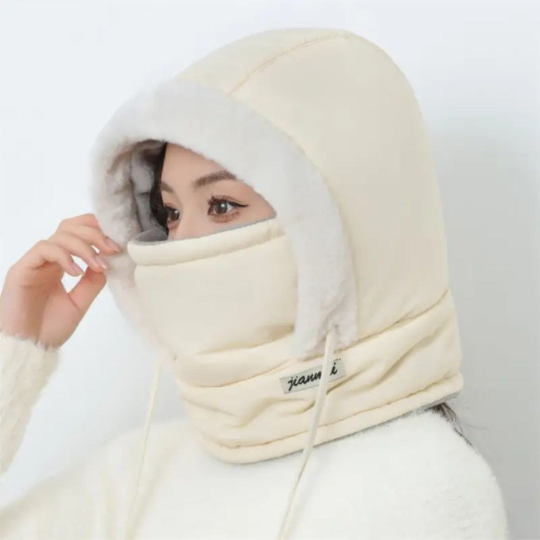 Winter Hoodie Beanie Bonnet Cap – Thermal Balaclava Hood with Face Mask & Windproof Fleece Lining (Universal Fit)