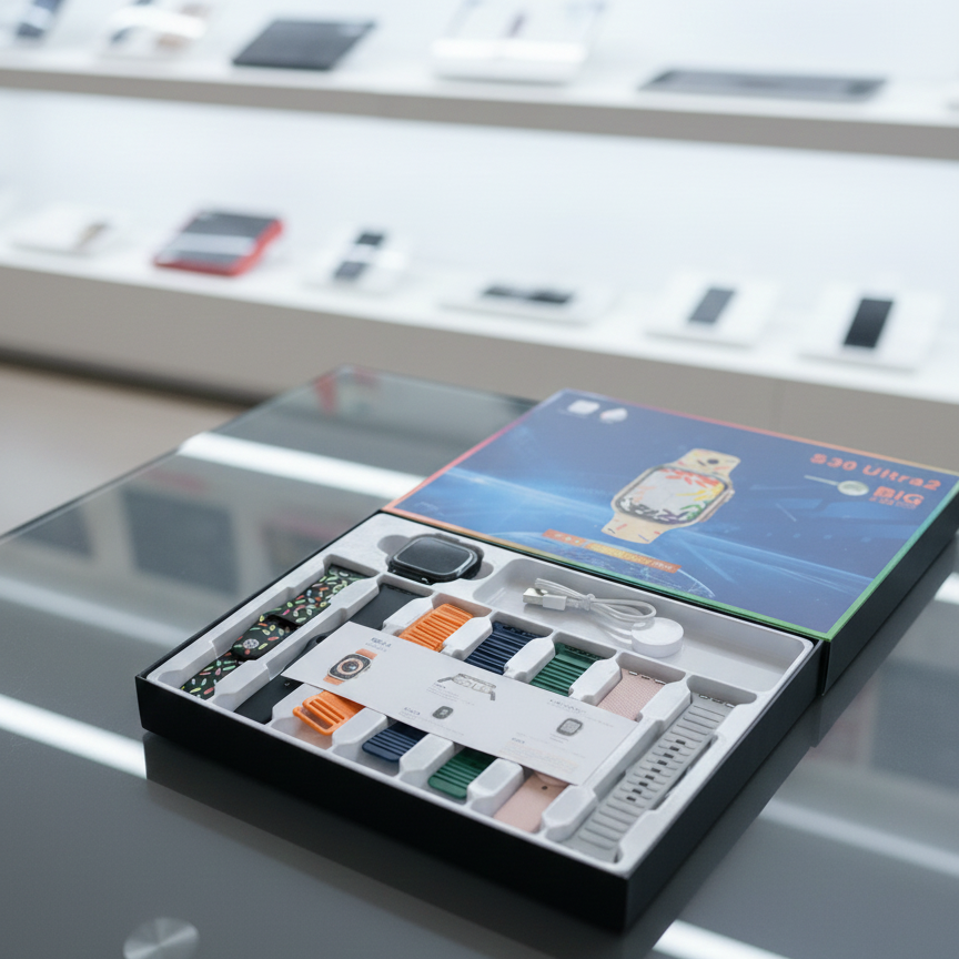 S30 Ultra 2 Smartwatch – 7-in-1 Complete Set with Stylish Design & Accessories