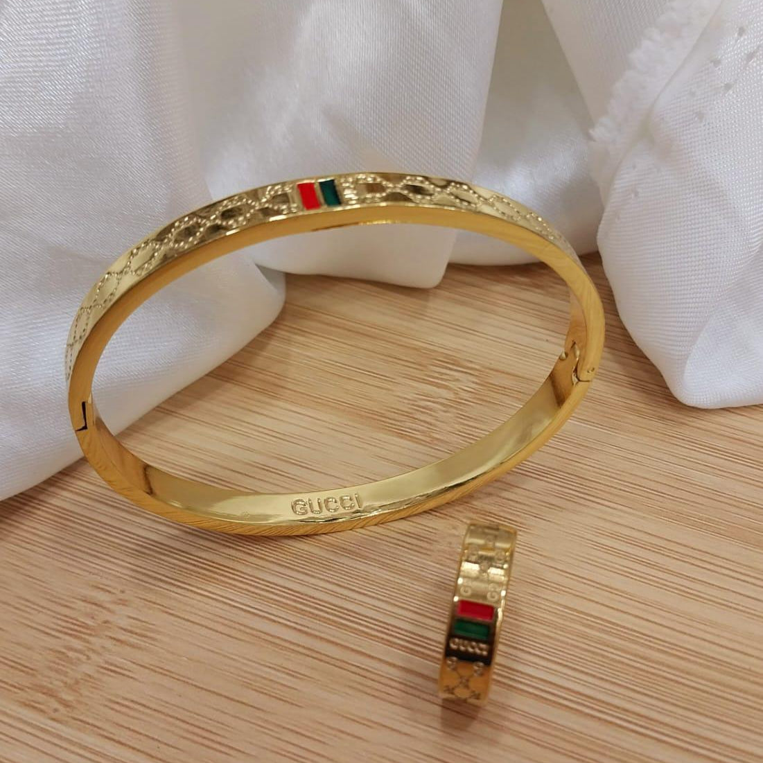 Gold Plated Stainless Steel Bangles with Matching Ring – Elegant & Timeless Design