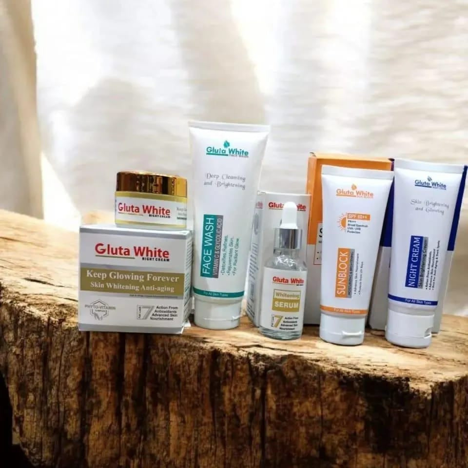 Gluta White 5 in 1 Complete Brightening Skincare Kit – Glow, Protection & Anti-Aging Care