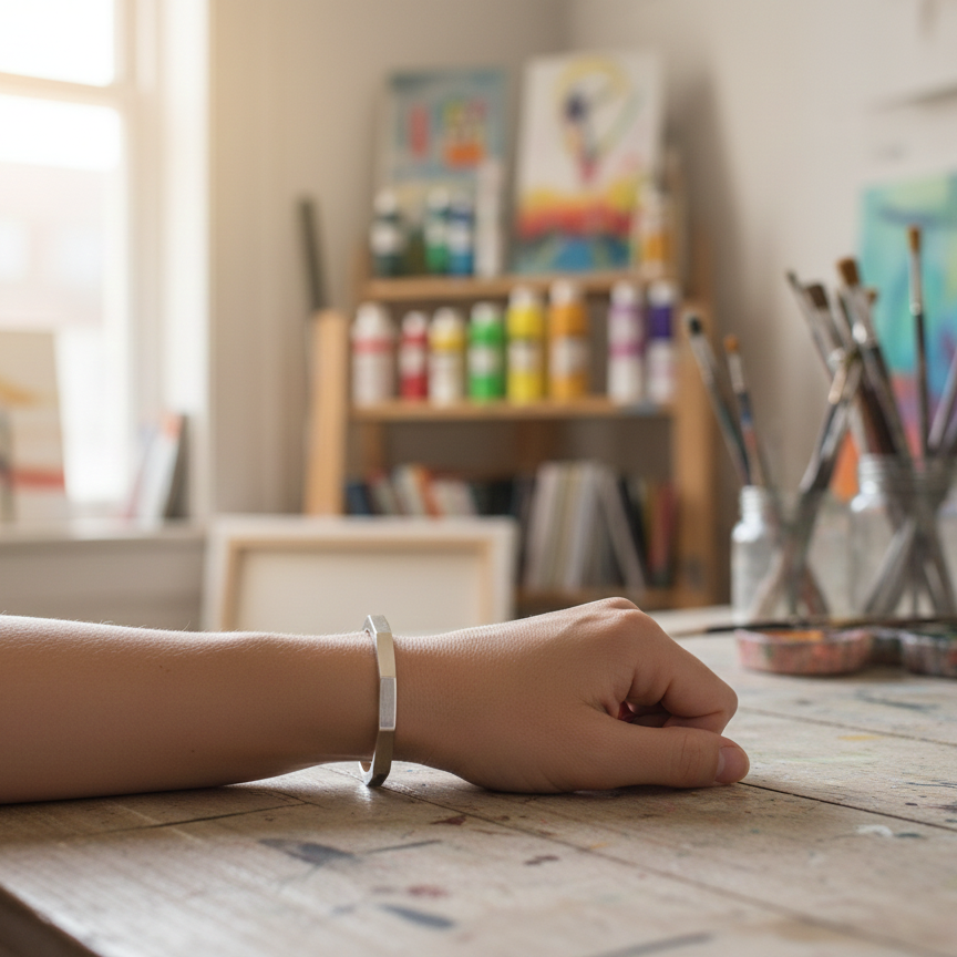 The Heptagon Eclipse – Handcrafted Geometric Titanium Cuff Bracelet | Premium Modern Jewelry