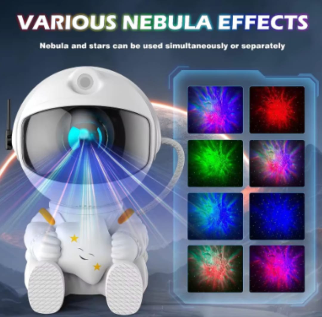 Astronaut Starry Sky Galaxy Projector – Rotating Nebula Night Light with Remote Control & Timer