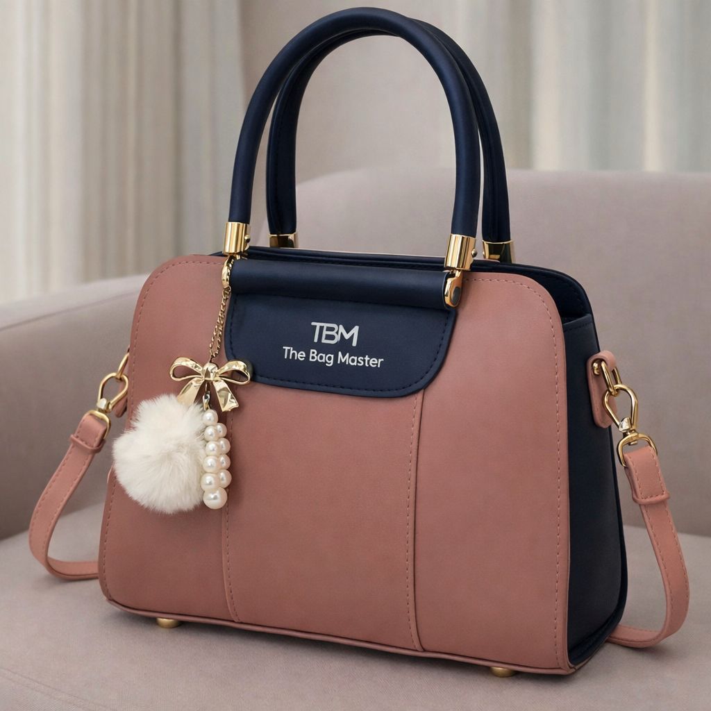 TBM The Bag Master Luxury Handbag – Elegant Two-Tone Designer Tote for Women (Black Maroon)Limited Stock