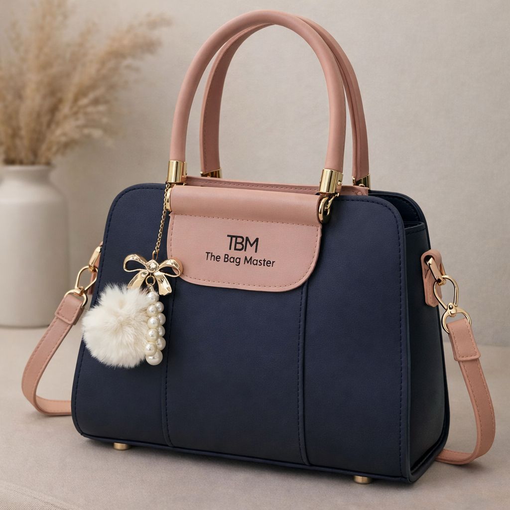 TBM The Bag Master Luxury Handbag – Elegant Two-Tone Designer Tote for Women (Black Maroon)Limited Stock