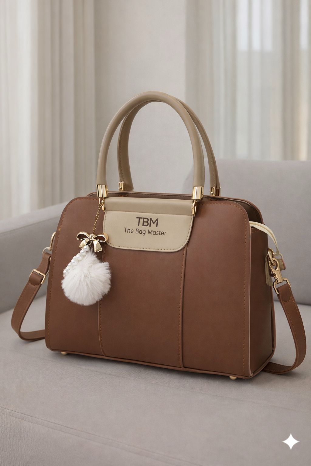 TBM The Bag Master Luxury Handbag – Elegant Two-Tone Designer Tote for Women (Black Maroon)Limited Stock