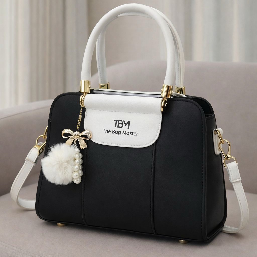 TBM The Bag Master Luxury Handbag – Elegant Two-Tone Designer Tote for Women (Black Maroon)Limited Stock