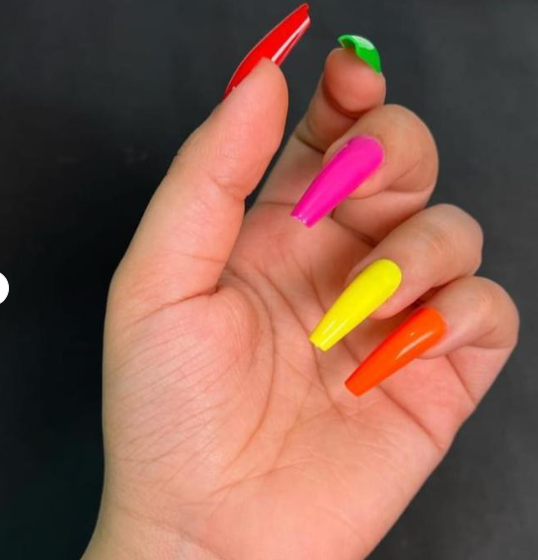 Pack of 2 – 576 Pcs Multicolor Artificial Nails with Free Nail Glue, ABS Plastic
