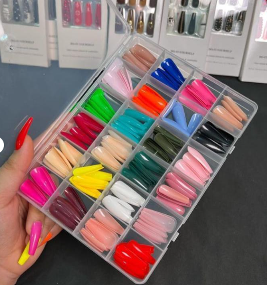 Pack of 2 – 576 Pcs Multicolor Artificial Nails with Free Nail Glue, ABS Plastic