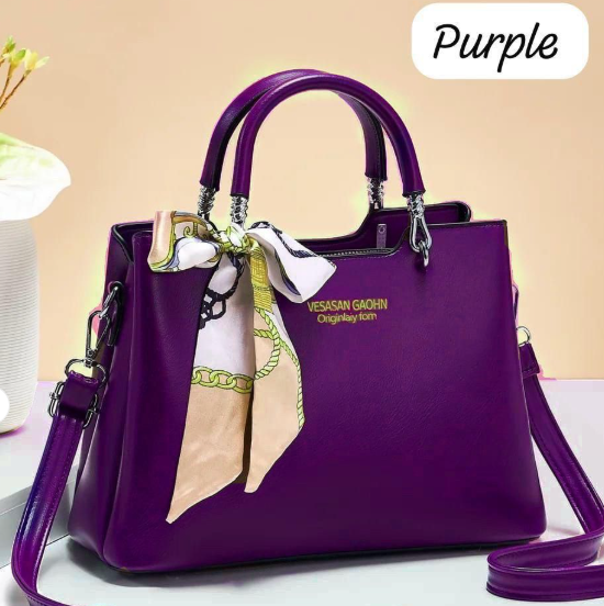 Vesasan Gaohn Faux Leather Handbag with Decorative Scarf – 1 Pc