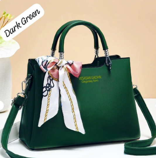 Vesasan Gaohn Faux Leather Handbag with Decorative Scarf – 1 Pc