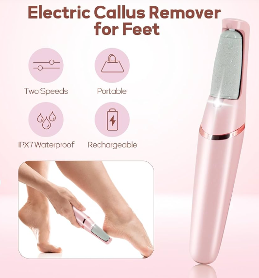 Rechargeable Foot Callus Remover with 1 Extra Head – Electric Foot Care Tool