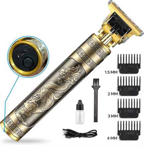 Vintage T9 Hair Trimmer for Men – Metal Body Professional USB Rechargeable Beard & Hair Trimmer