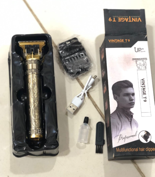 Vintage T9 Hair Trimmer for Men – Metal Body Professional USB Rechargeable Beard & Hair Trimmer