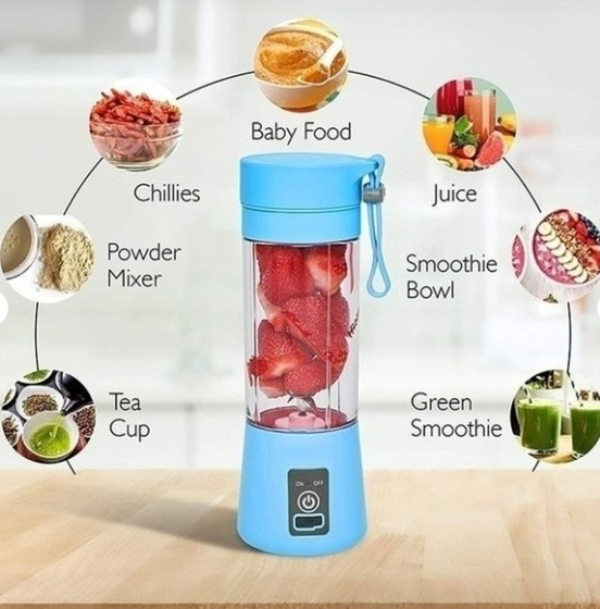 Rechargeable Portable Mini Juicer Blender – 6 Blades, 380ml Outdoor Juicing Cup