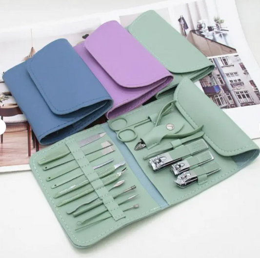 16 in 1 Nail Kit Manicure & Pedicure Tool Set – Stainless Steel Nail Clippers, Cutters & Scissors