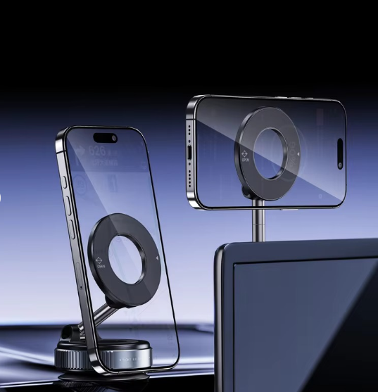 Magnetic 360° Car Phone Holder with Strong Suction Base – Universal Dashboard & Windshield Mount