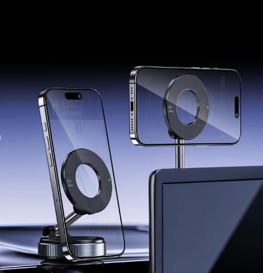 Magnetic 360° Car Phone Holder with Strong Suction Base – Universal Dashboard & Windshield Mount