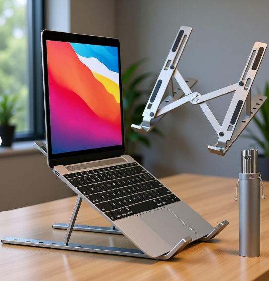 Speed X 18-Inch Heavy Duty Professional Laptop Stand – Aluminium Alloy, Adjustable Folding Design with 6 Angles & Pouch