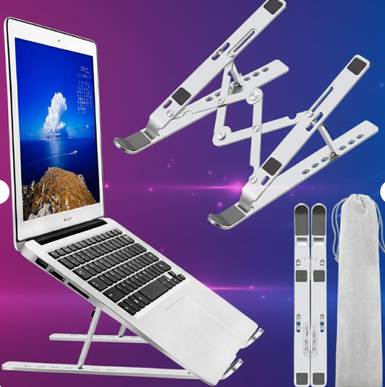 Speed X 18-Inch Heavy Duty Professional Laptop Stand – Aluminium Alloy, Adjustable Folding Design with 6 Angles & Pouch