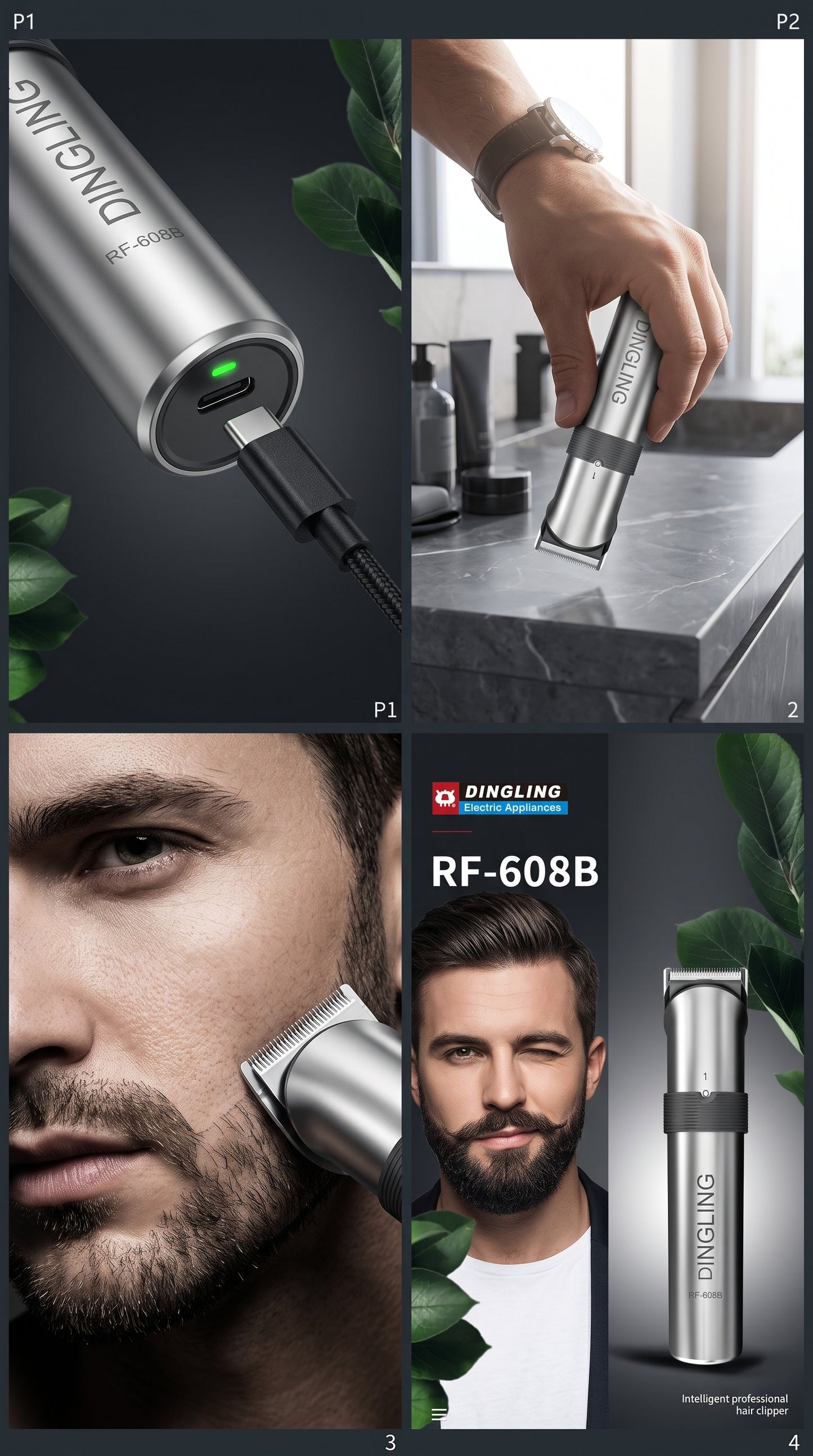 Dingling rf 608 B rechargeable with charge base Hair And Beard shaving machine And Grooming For Men Dingling rf 608b Dingling trimmer Dingling shaving machine