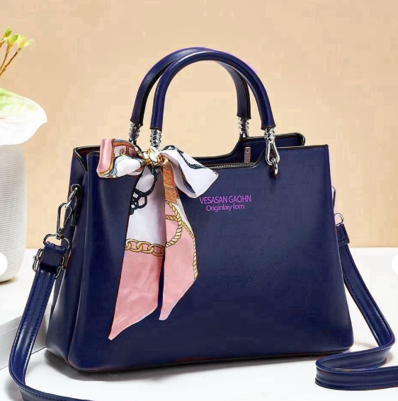 Vesasan Gaohn Faux Leather Handbag with Decorative Scarf – 1 Pc