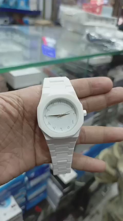 Full White Aura Watch Stylish Design Compact Build Perfect Choice For Daily Use And Fashion Needs (Without Box)